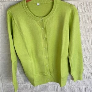 Lime Green Button-Up Cardigan